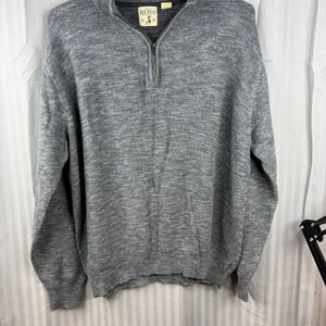 RedHead Men's Gray 1/4‎ Zip Ribbed Pullover Sweater XL